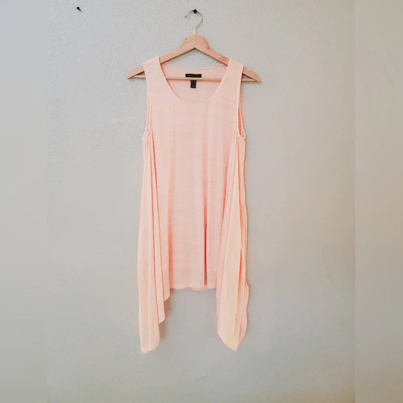 💚5/$25 H by Halston Pink Flowy Long Top Mini Slip Dress Layered Tank Size Small - Picture 4 of 8